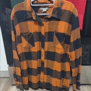 Women’s Orange and Black Checkered Shirt Size 1X